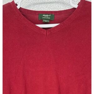 Eddie Bauer Men's‎ Cotton Cashmere Blend V Neck Sweater Red Size XL Grandpa